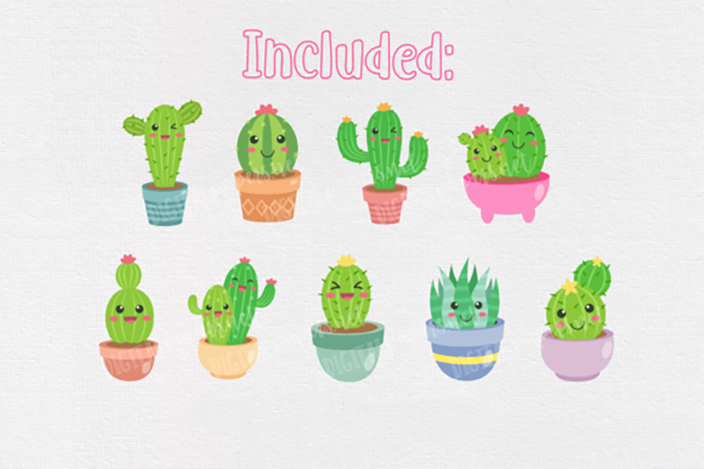Cute Cactus Clipart Graphics Craft Design - LinkedGo Vinyl