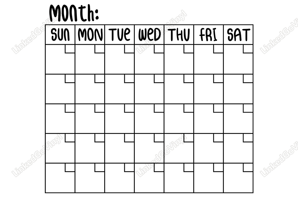 Monthly Blank Calendar Organizer Free SVG Cut File LinkedGo Vinyl