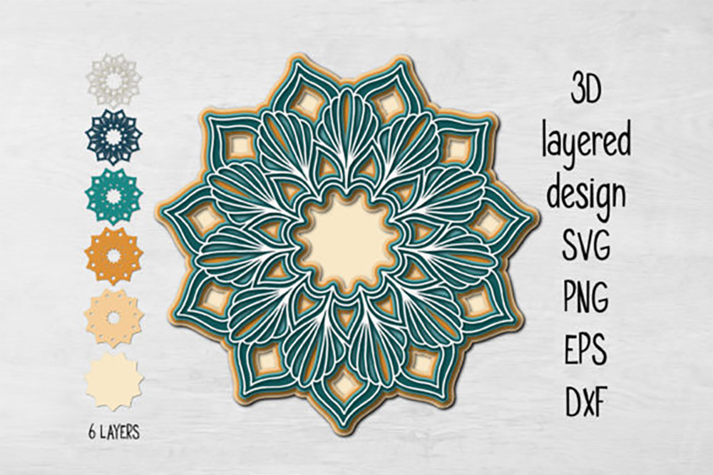 Download 3D Layered Mandala Graphic Free 3D SVG | LinkedGo Vinyl
