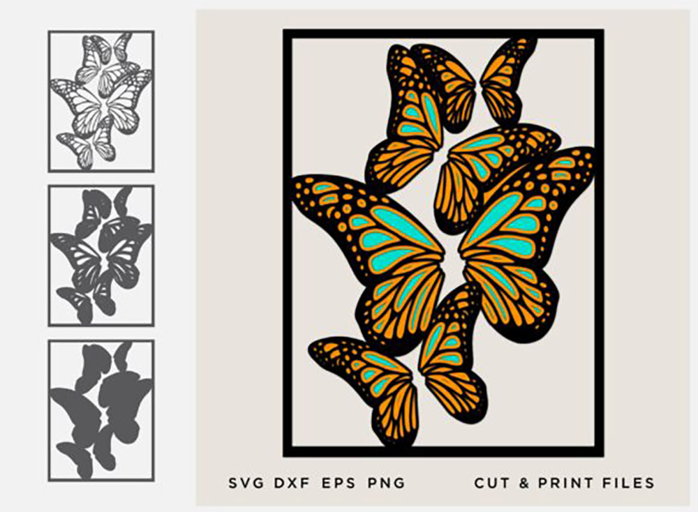 Download Butterfly Layered Design Graphic Free 3D SVG | LinkedGo Vinyl