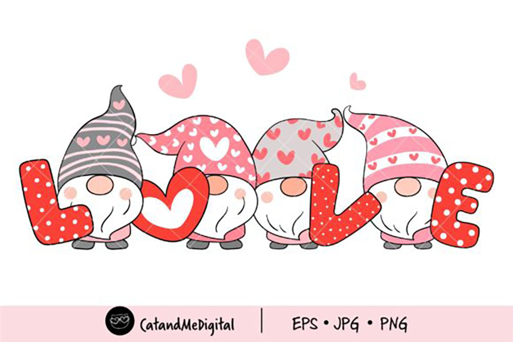 Cute Gnomes Valentine Clipart Free Graphic Craft Design - LinkedGo Vinyl