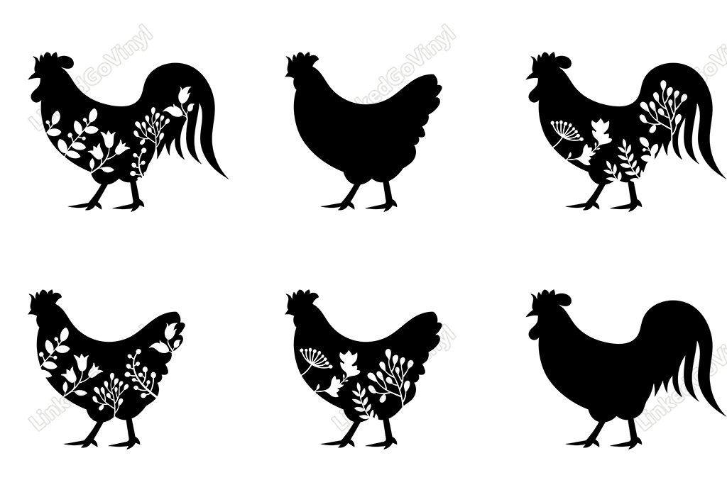 Floral Chicken SVG - Rooster Silhouettes Free Graphic Design | LinkedGo